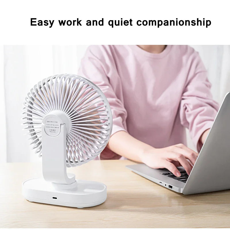 3600Mah Rechargeable Air Cooling Ventilator Electric USB Auto Rotation Desktop Fan 4 Speed Wind Silent Portable for Home Office