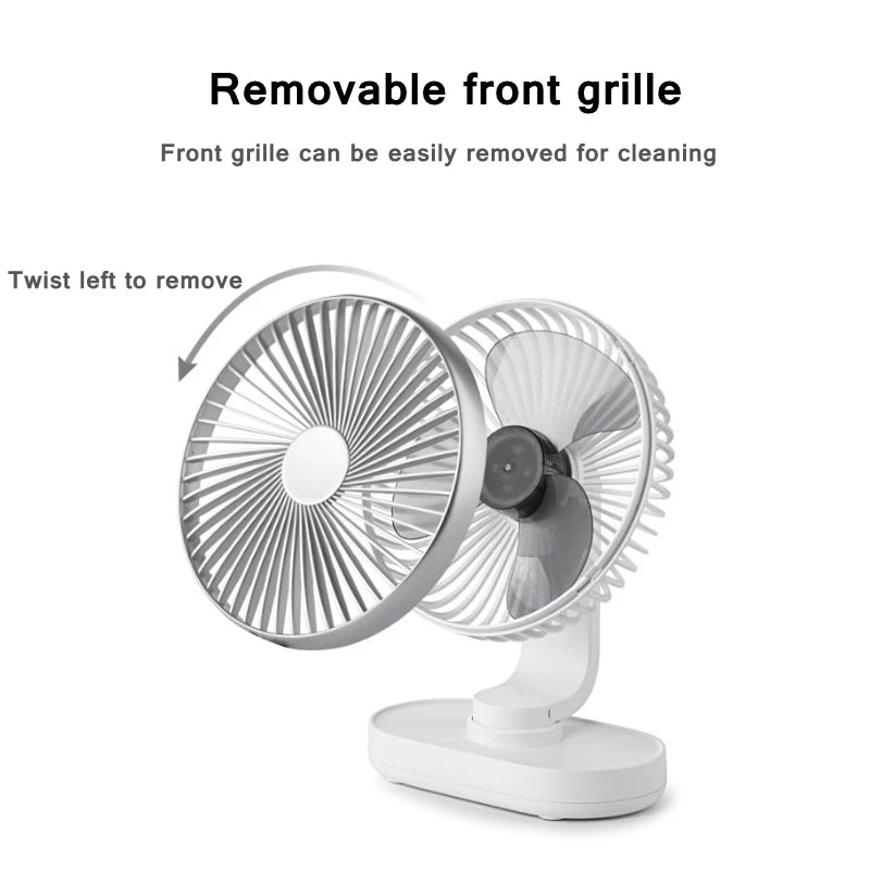 3600Mah Rechargeable Air Cooling Ventilator Electric USB Auto Rotation Desktop Fan 4 Speed Wind Silent Portable for Home Office