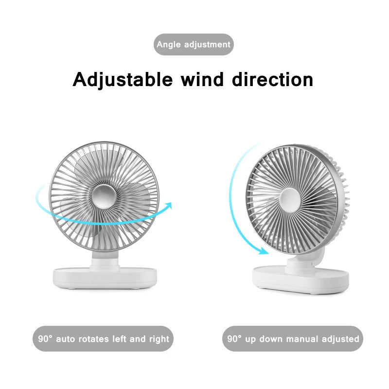3600Mah Rechargeable Air Cooling Ventilator Electric USB Auto Rotation Desktop Fan 4 Speed Wind Silent Portable for Home Office