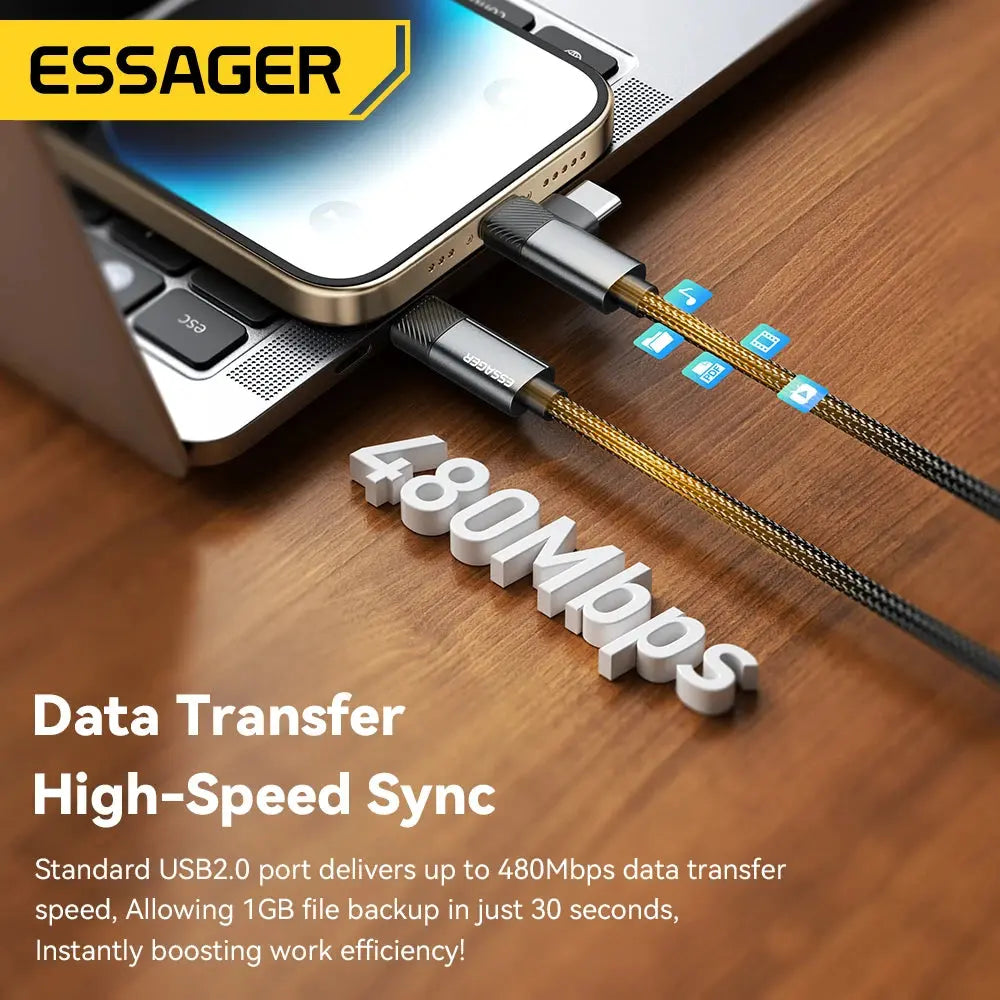 2-in-1 USB-C to Lightning Cable – 65W PD Fast Charging for iPhone, MacBook & More