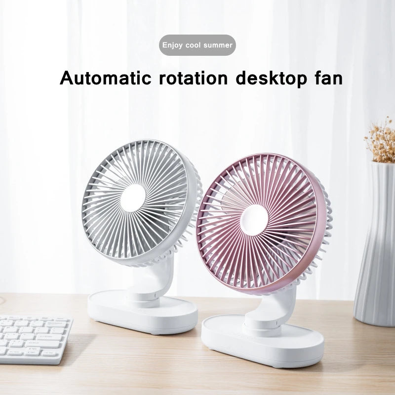 3600Mah Rechargeable Air Cooling Ventilator Electric USB Auto Rotation Desktop Fan 4 Speed Wind Silent Portable for Home Office